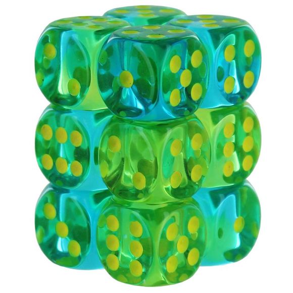 Chessex | Games | Chessex Gemini Translucent Greentealyellow 6mm D6 ...